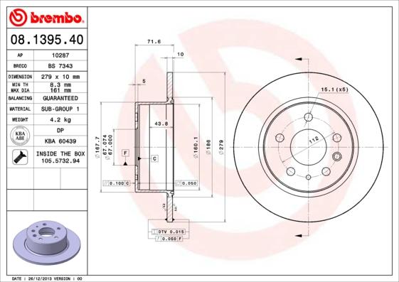 Breco BS 7343 - Тормозной диск avtokuzovplus.com.ua