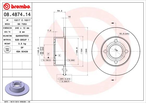 Breco BS 7353 - Тормозной диск avtokuzovplus.com.ua