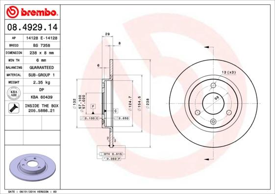 Breco BS 7358 - Тормозной диск avtokuzovplus.com.ua