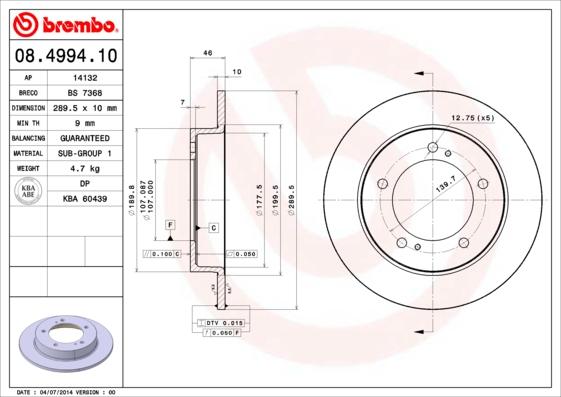 Breco BS 7368 - Тормозной диск avtokuzovplus.com.ua