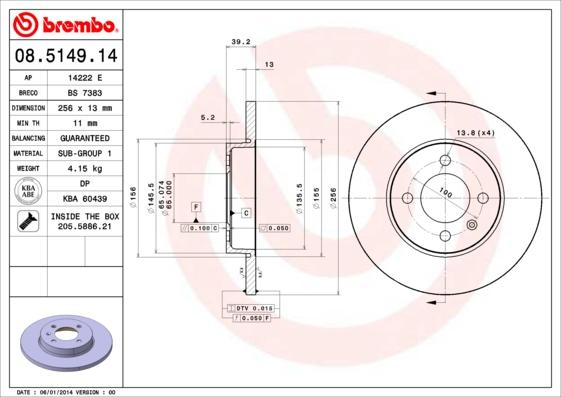 Breco BS 7383 - Гальмівний диск autocars.com.ua