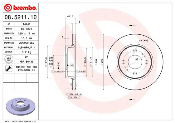 Breco BS 7394 - Гальмівний диск autocars.com.ua