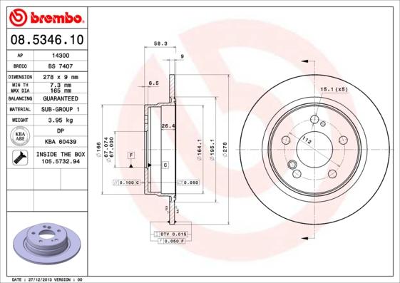 Breco BS 7407 - Тормозной диск avtokuzovplus.com.ua