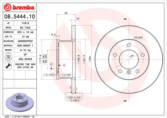 Breco BS 7422 - Гальмівний диск autocars.com.ua