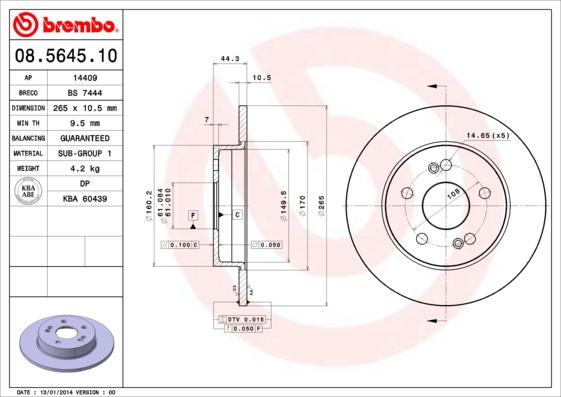 Breco BS 7444 - Тормозной диск avtokuzovplus.com.ua