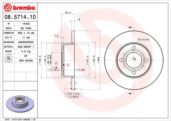 Breco BS 7459 - Тормозной диск avtokuzovplus.com.ua