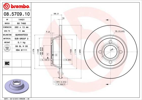 Breco BS 7460 - Тормозной диск avtokuzovplus.com.ua
