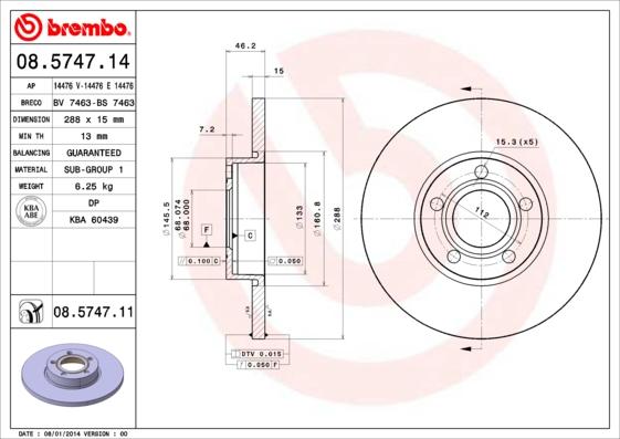 Breco BS 7463 - Гальмівний диск autocars.com.ua