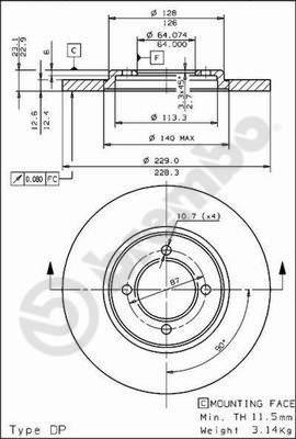 Breco BS 7498 - Гальмівний диск autocars.com.ua