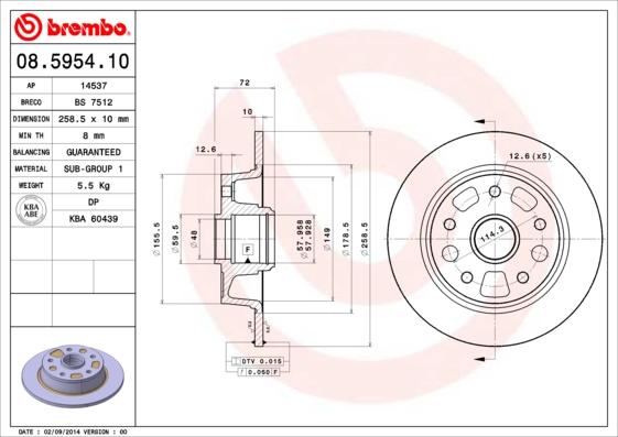 Breco BS 7512 - Гальмівний диск autocars.com.ua