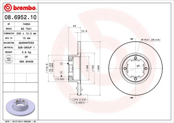 Breco BS 7531 - Гальмівний диск autocars.com.ua