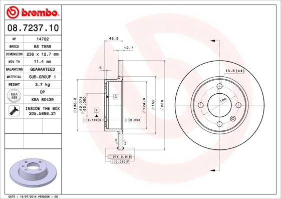 Breco BS 7555 - Тормозной диск avtokuzovplus.com.ua