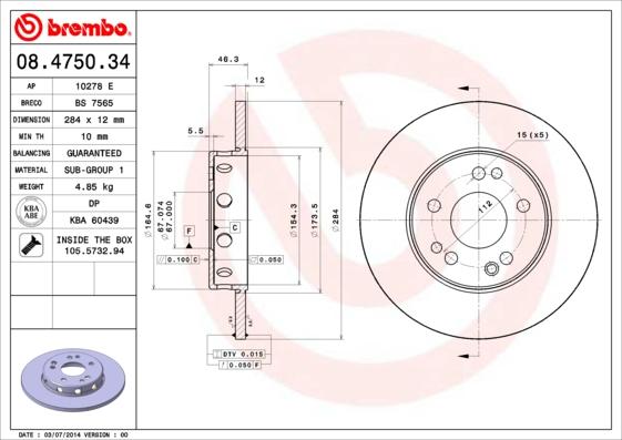 Breco BS 7565 - Тормозной диск avtokuzovplus.com.ua