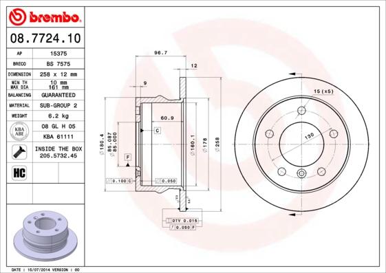 Breco BS 7575 - Тормозной диск avtokuzovplus.com.ua