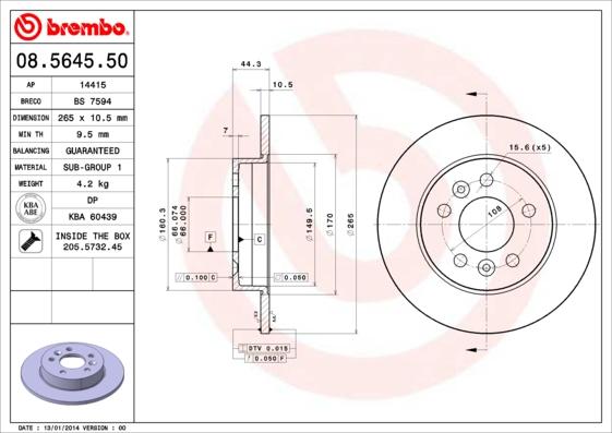 Breco BS 7594 - Тормозной диск avtokuzovplus.com.ua