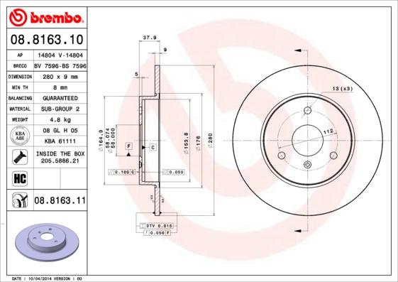 Breco BS 7596 - Тормозной диск avtokuzovplus.com.ua