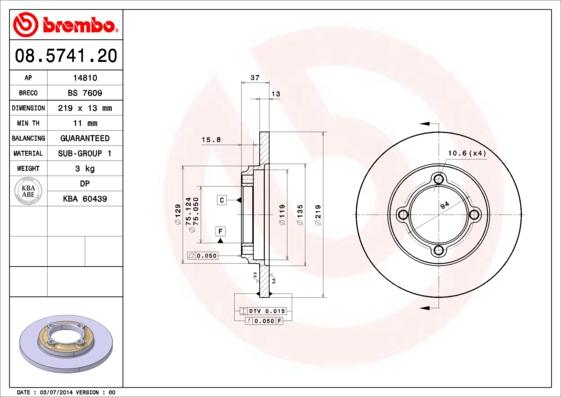 Breco BS 7609 - Гальмівний диск autocars.com.ua