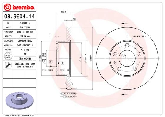 Breco BS 7652 - Тормозной диск avtokuzovplus.com.ua