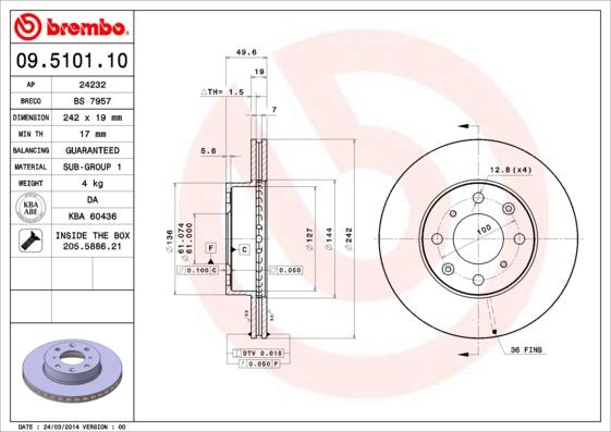 Breco BS 7957 - Гальмівний диск autocars.com.ua