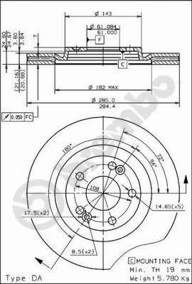 Breco BS 7958 - Гальмівний диск autocars.com.ua