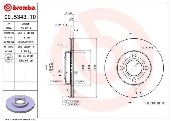 Breco BS 8014 - Гальмівний диск autocars.com.ua