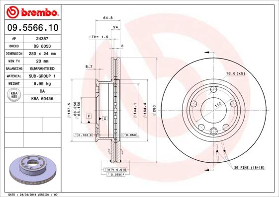 Breco BS 8053 - Тормозной диск avtokuzovplus.com.ua