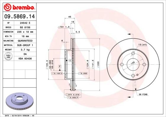 Breco BS 8156 - Гальмівний диск autocars.com.ua