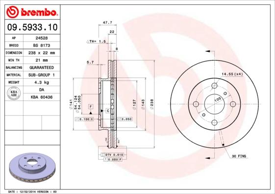 Breco BS 8173 - Гальмівний диск autocars.com.ua