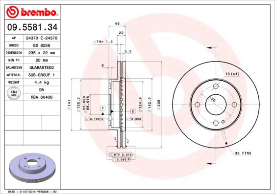 Breco BS 8258 - Гальмівний диск autocars.com.ua