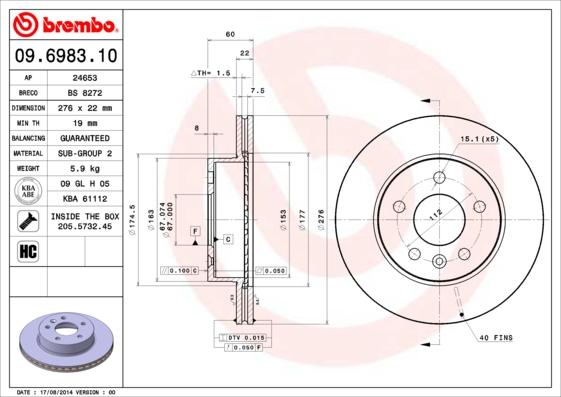 Breco BS 8272 - Гальмівний диск autocars.com.ua