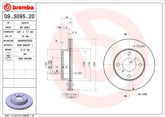 Breco BS 8381 - Гальмівний диск autocars.com.ua