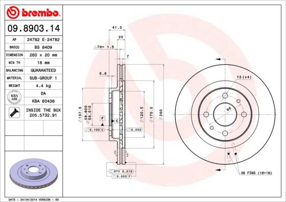 Breco BS 8409 - Тормозной диск avtokuzovplus.com.ua