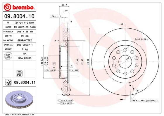 Breco BS 8420 - Тормозной диск avtokuzovplus.com.ua