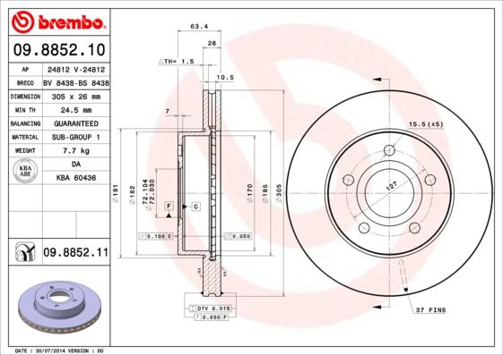 Breco BS 8438 - Гальмівний диск autocars.com.ua