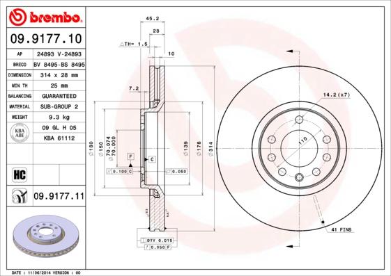 Breco BS 8495 - Гальмівний диск autocars.com.ua