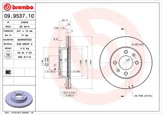 Breco BS 8514 - Гальмівний диск autocars.com.ua