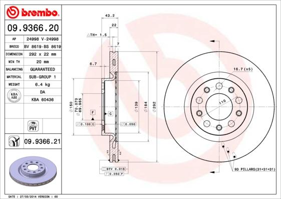 Breco BV 8619 - Тормозной диск avtokuzovplus.com.ua