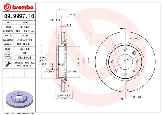 Breco BS 8627 - Гальмівний диск autocars.com.ua