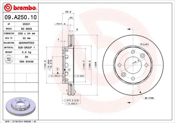 Breco BS 8628 - Гальмівний диск autocars.com.ua