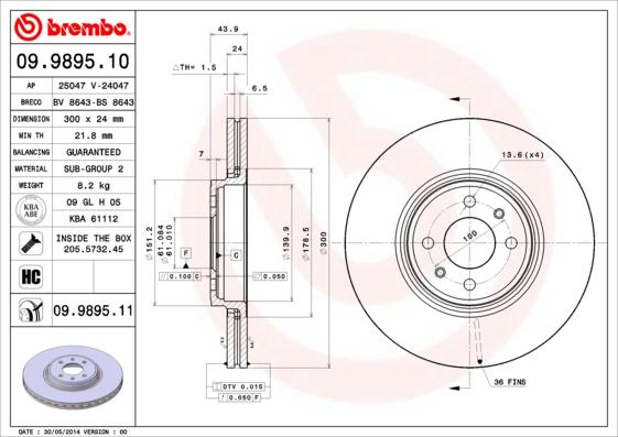 Breco BS 8643 - Гальмівний диск autocars.com.ua