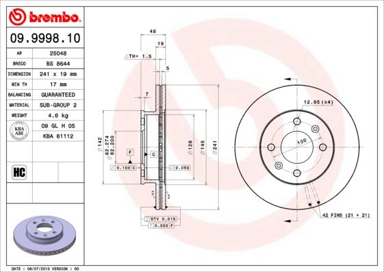 Breco BS 8644 - Тормозной диск avtokuzovplus.com.ua