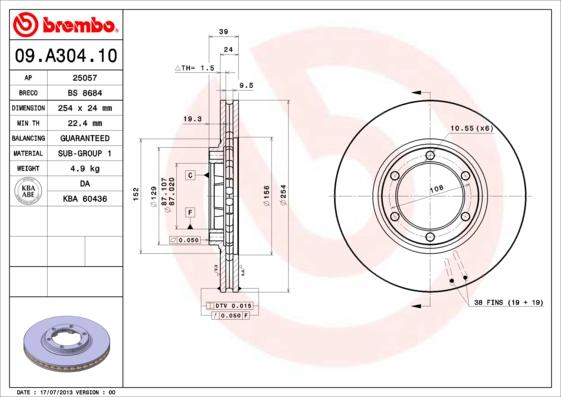 Breco BS 8684 - Гальмівний диск autocars.com.ua