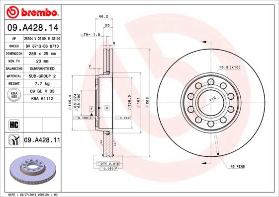 Breco BS 8713 - Гальмівний диск autocars.com.ua