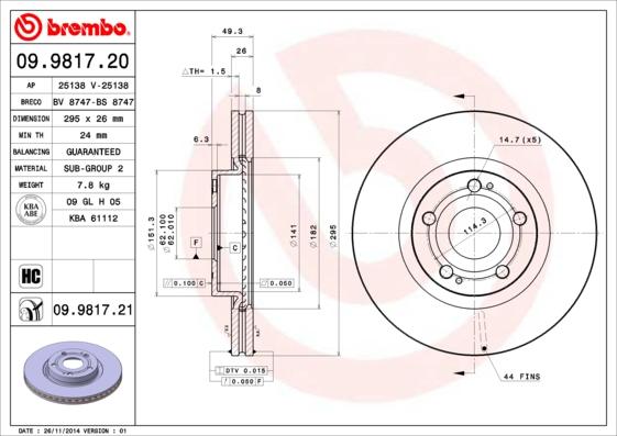 Breco BV 8747 - Тормозной диск avtokuzovplus.com.ua