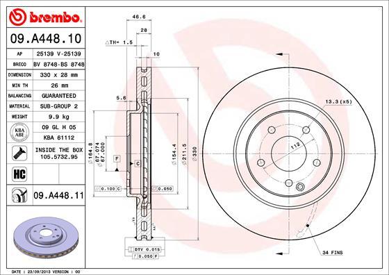 Breco BS 8748 - Тормозной диск avtokuzovplus.com.ua