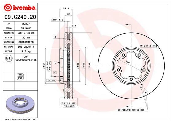 Breco BS 9483 - Тормозной диск avtokuzovplus.com.ua