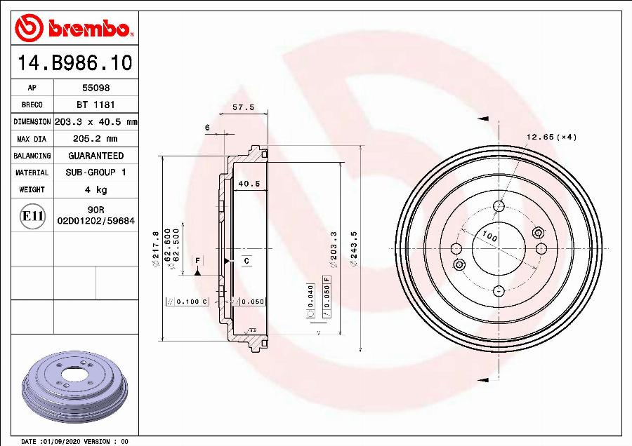 Breco BT 1181 - Тормозной барабан avtokuzovplus.com.ua