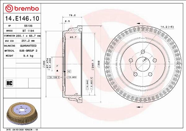 Breco BT 1184 - Гальмівний барабан autocars.com.ua