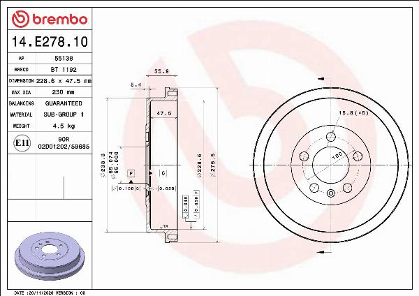 Breco BT 1192 - Гальмівний барабан autocars.com.ua