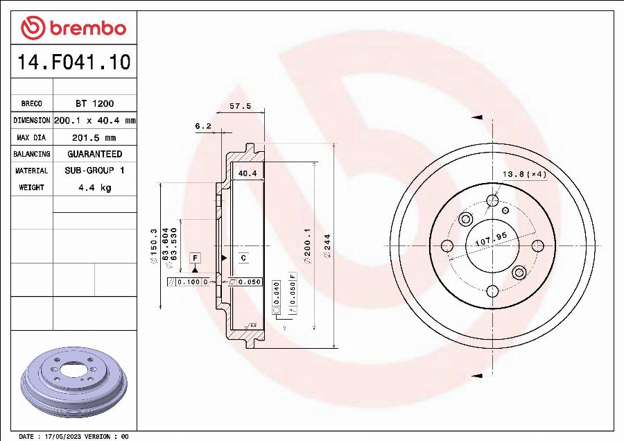 Breco BT 1200 - Тормозной барабан avtokuzovplus.com.ua